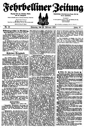 Fehrbelliner Zeitung vom 26.02.1929