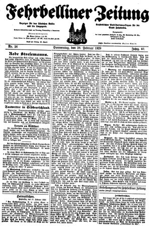 Fehrbelliner Zeitung on Feb 28, 1929