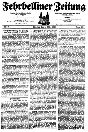 Fehrbelliner Zeitung vom 05.03.1929