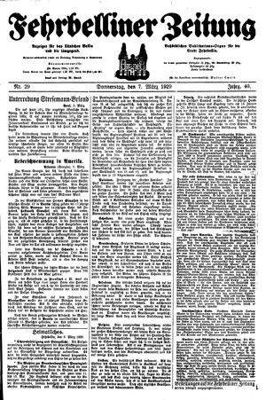 Fehrbelliner Zeitung vom 07.03.1929