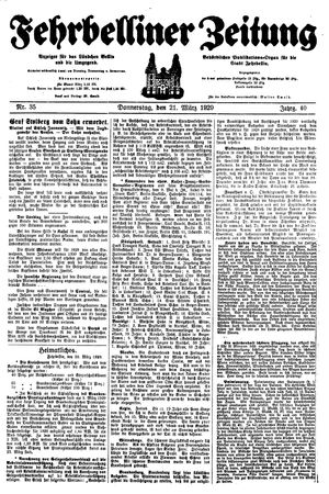 Fehrbelliner Zeitung vom 21.03.1929