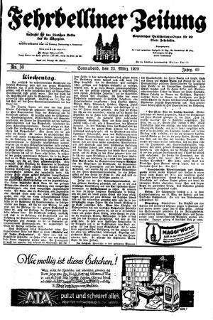 Fehrbelliner Zeitung vom 23.03.1929