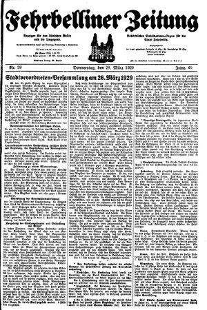 Fehrbelliner Zeitung vom 28.03.1929