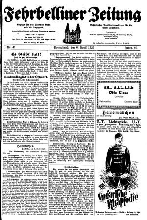 Fehrbelliner Zeitung vom 06.04.1929