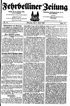 Fehrbelliner Zeitung vom 09.04.1929