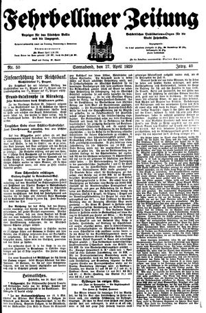 Fehrbelliner Zeitung vom 27.04.1929