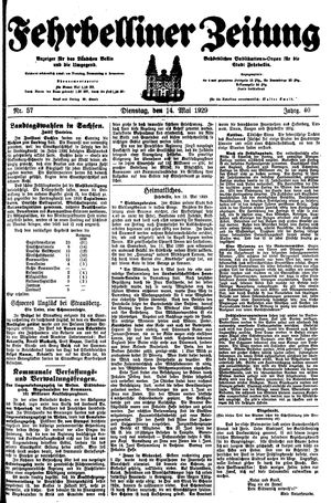 Fehrbelliner Zeitung vom 14.05.1929