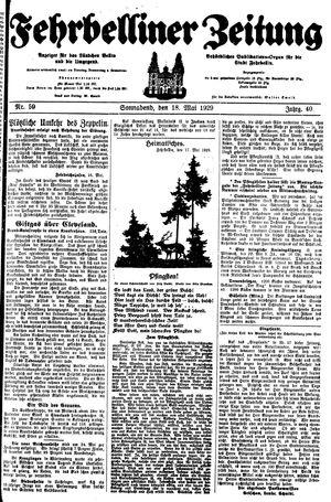 Fehrbelliner Zeitung vom 18.05.1929