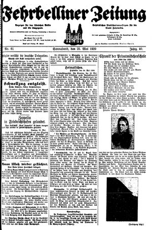 Fehrbelliner Zeitung vom 25.05.1929