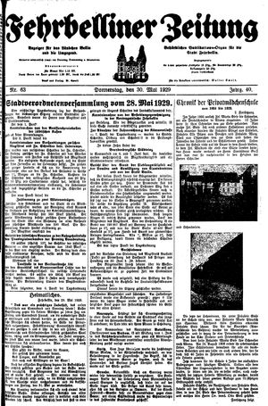 Fehrbelliner Zeitung vom 30.05.1929