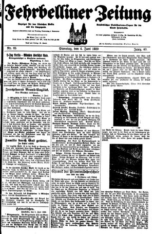 Fehrbelliner Zeitung vom 04.06.1929