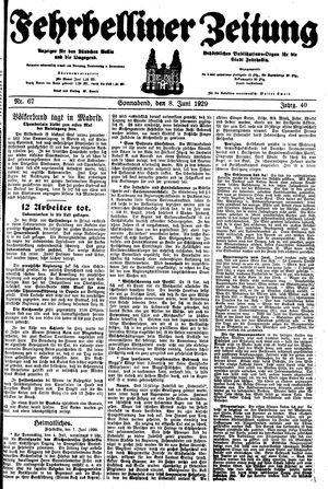 Fehrbelliner Zeitung vom 08.06.1929