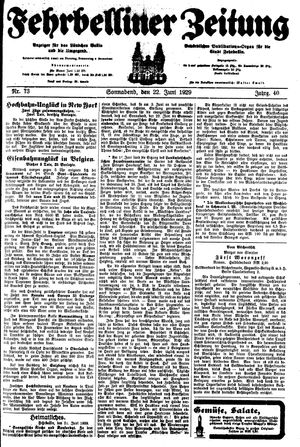 Fehrbelliner Zeitung vom 22.06.1929