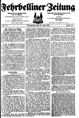 Fehrbelliner Zeitung on Jun 27, 1929