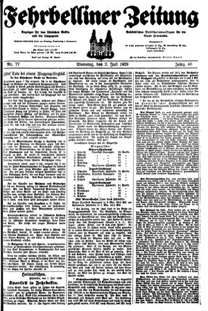 Fehrbelliner Zeitung vom 02.07.1929