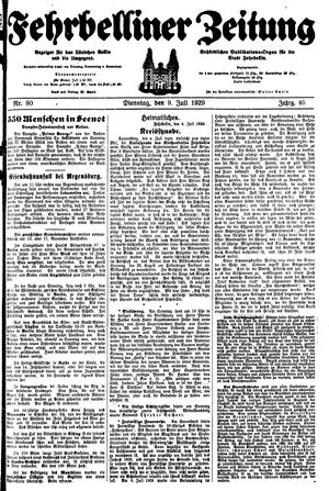 Fehrbelliner Zeitung vom 09.07.1929