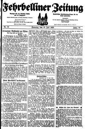 Fehrbelliner Zeitung vom 16.07.1929