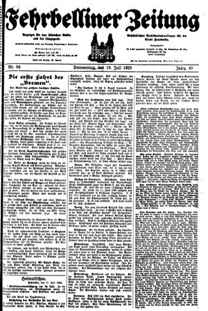 Fehrbelliner Zeitung vom 18.07.1929