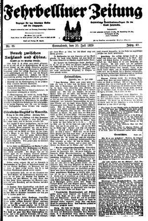 Fehrbelliner Zeitung vom 20.07.1929
