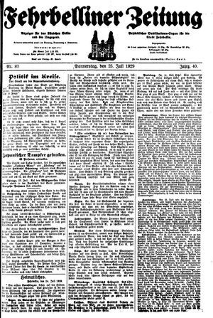 Fehrbelliner Zeitung vom 25.07.1929