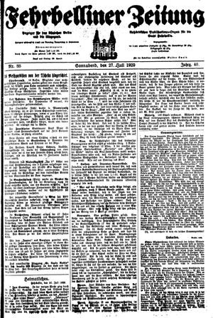 Fehrbelliner Zeitung vom 27.07.1929