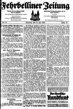 Fehrbelliner Zeitung vom 30.07.1929