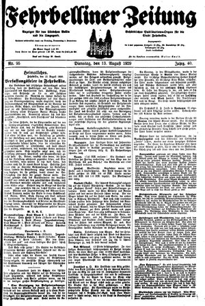 Fehrbelliner Zeitung vom 13.08.1929