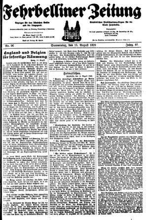 Fehrbelliner Zeitung vom 15.08.1929