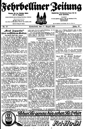 Fehrbelliner Zeitung vom 17.08.1929