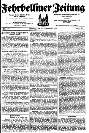 Fehrbelliner Zeitung vom 17.09.1929