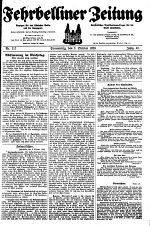 Fehrbelliner Zeitung on Oct 3, 1929