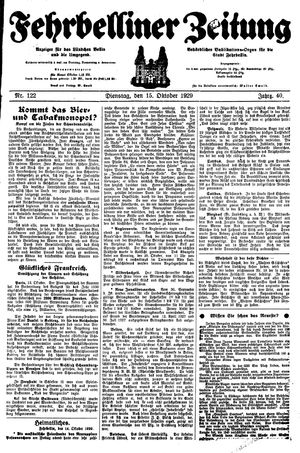 Fehrbelliner Zeitung vom 15.10.1929