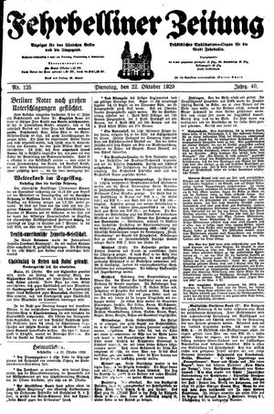 Fehrbelliner Zeitung vom 22.10.1929
