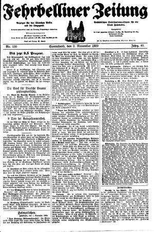 Fehrbelliner Zeitung vom 02.11.1929