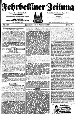 Fehrbelliner Zeitung vom 09.11.1929