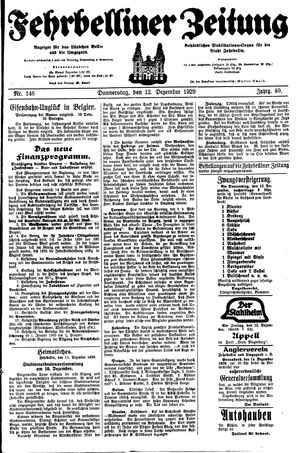Fehrbelliner Zeitung vom 12.12.1929