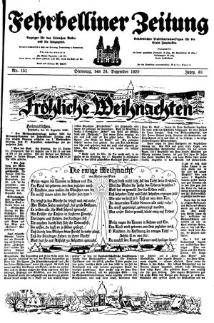 Fehrbelliner Zeitung vom 24.12.1929