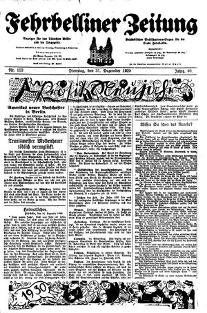 Fehrbelliner Zeitung on Dec 31, 1929