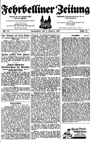 Fehrbelliner Zeitung vom 08.02.1930