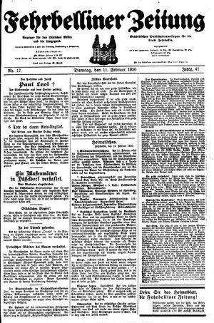 Fehrbelliner Zeitung vom 11.02.1930