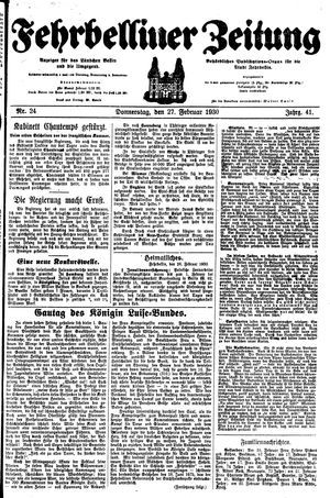 Fehrbelliner Zeitung vom 27.02.1930
