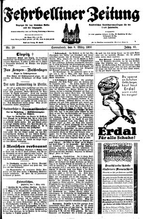 Fehrbelliner Zeitung vom 08.03.1930