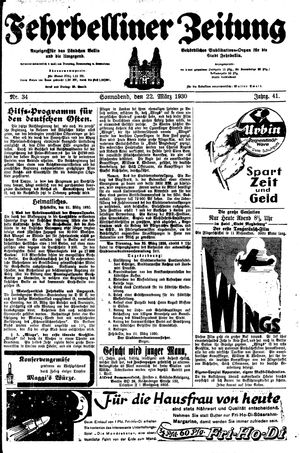 Fehrbelliner Zeitung vom 22.03.1930