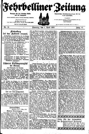 Fehrbelliner Zeitung on Apr 1, 1930
