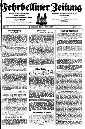 Fehrbelliner Zeitung vom 03.04.1930