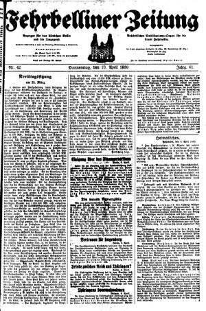 Fehrbelliner Zeitung vom 10.04.1930