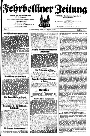 Fehrbelliner Zeitung vom 24.04.1930