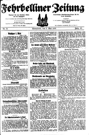Fehrbelliner Zeitung vom 03.05.1930