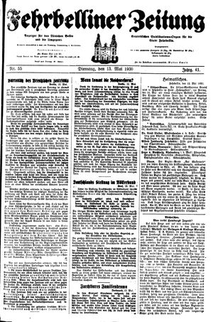 Fehrbelliner Zeitung vom 13.05.1930