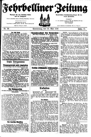 Fehrbelliner Zeitung vom 15.05.1930